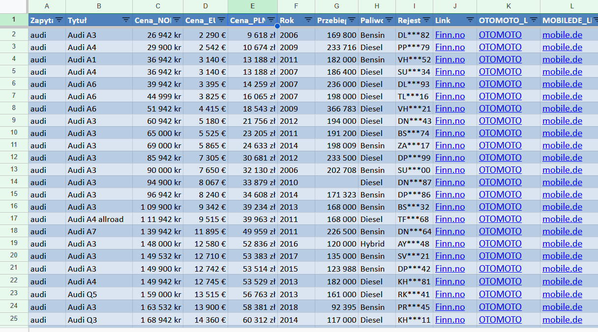 Raport demo – widok 1